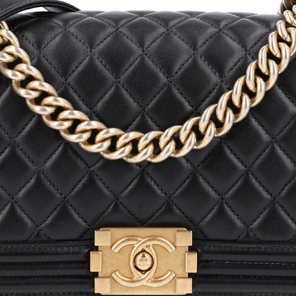 Chanel Calfskin Quilted Medium Boy Flap Black Black 8 of 10