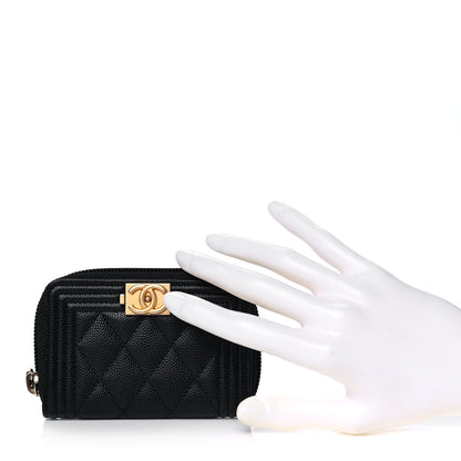 Chanel Caviar Quilted Boy Zip Around Coin Purse Wallet Black 2 of 8