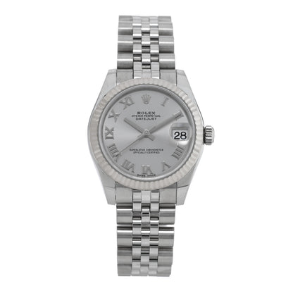 Rolex Stainless Steel 18K White Gold 31mm Oyster Perpetual Datejust Watch Silver Roman 178274 1 of 5