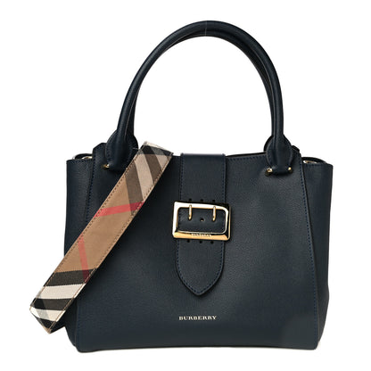 Burberry Soft Grain Calfskin Medium Buckle Tote Blue Carbon 1 of 14