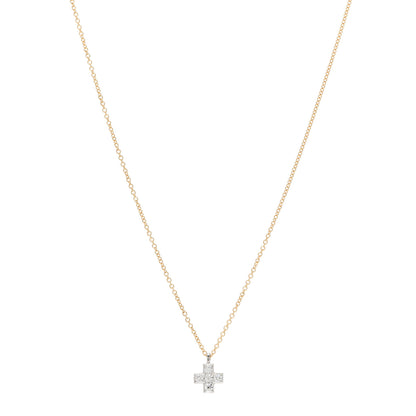 Tiffany 18K Yellow Gold Platinum Diamond Cruciform Cross Pendant Necklace 1 of 5