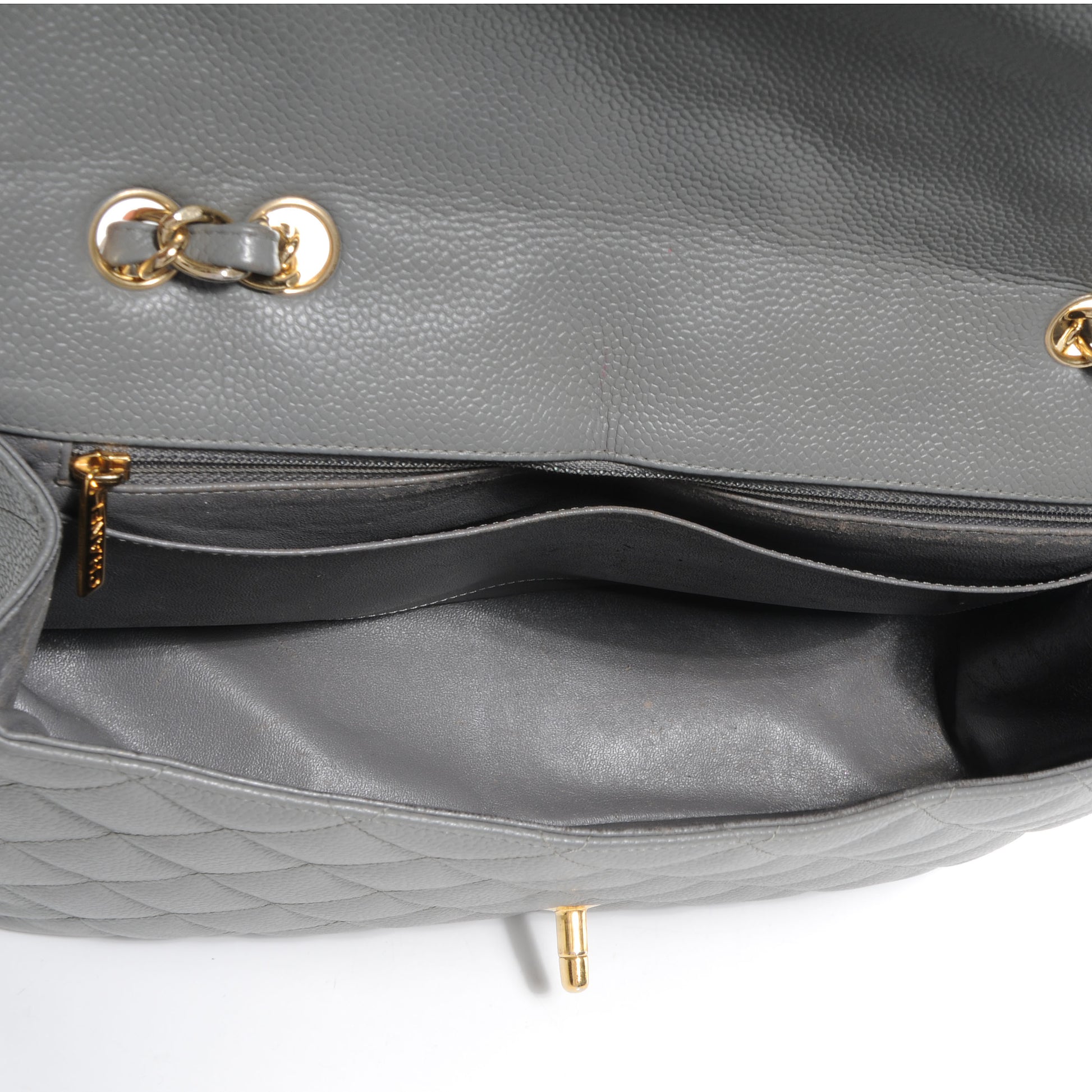 Chanel Caviar Jumbo Single Flap Grey 5 of 8