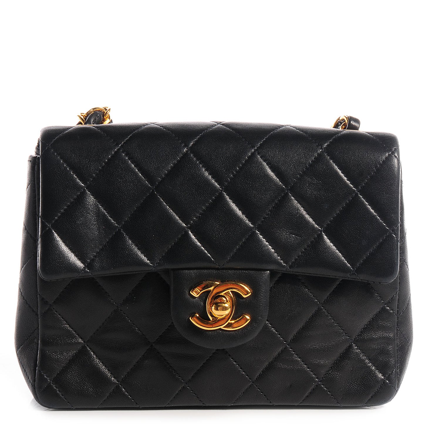Lambskin Quilted Mini Square Flap Black