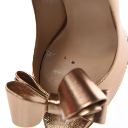 Valentino Garavani Metallic Nappa Couture Bow Peep Toe 25/120mm Platform Pumps 38 Light Bronze 10 of 11