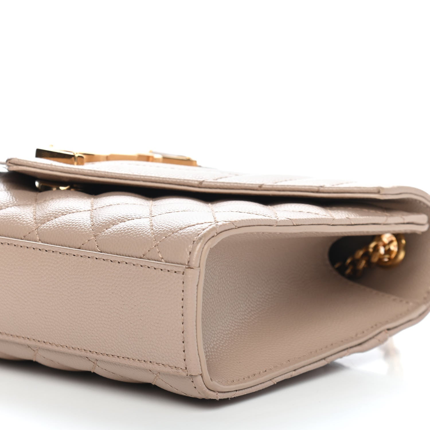 Saint Laurent Grain De Poudre Textured Mixed Matelasse Triquilt Small Monogram Satchel Dark Beige 8 of 8
