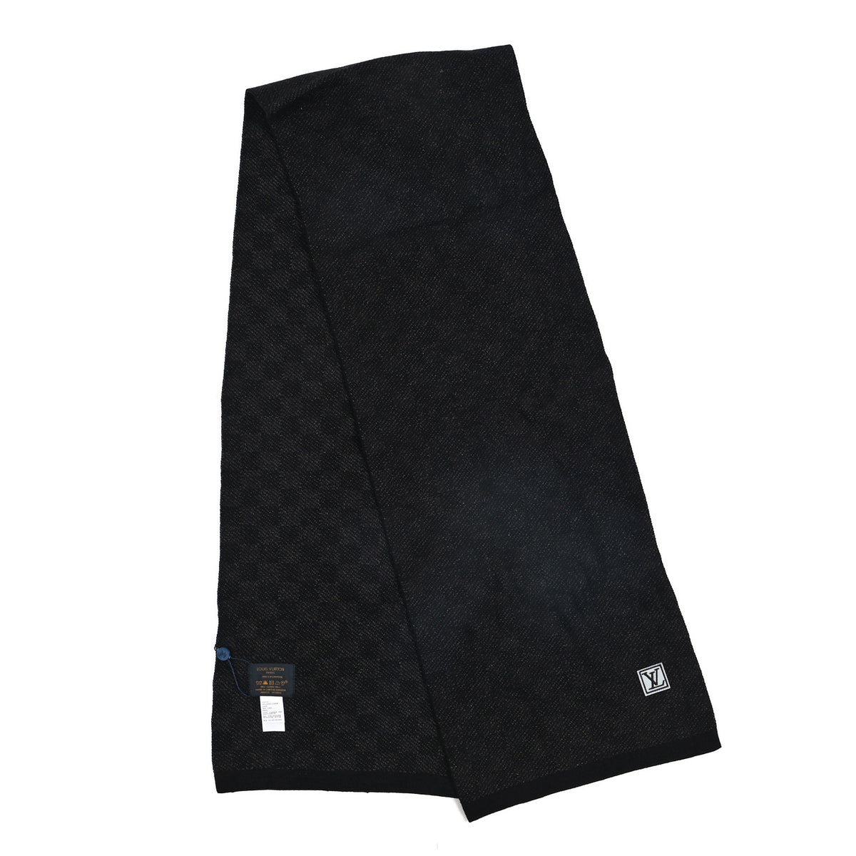 Louis Vuitton Cashmere Damier Scarf Black Grey 2 of 3