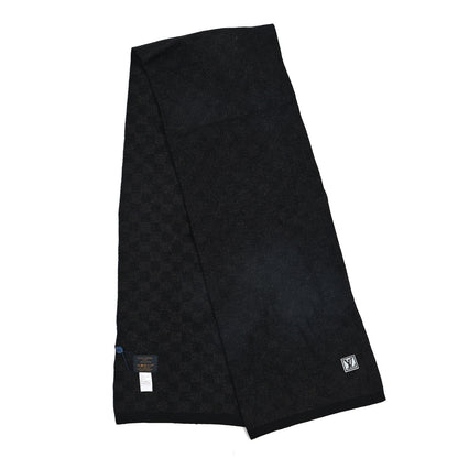 Louis Vuitton Cashmere Damier Scarf Black Grey 2 of 3