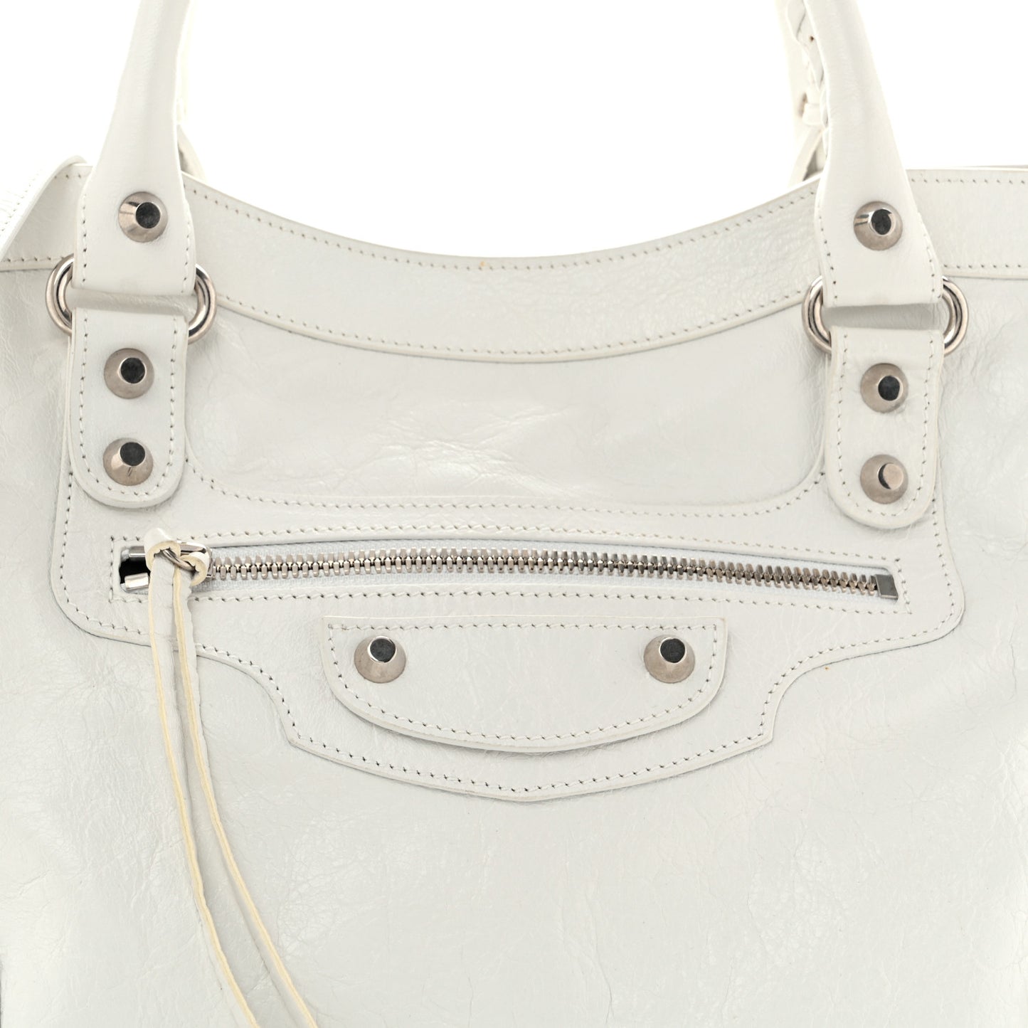 Agneau Arena Silver Hardware Medium Le City Optic White