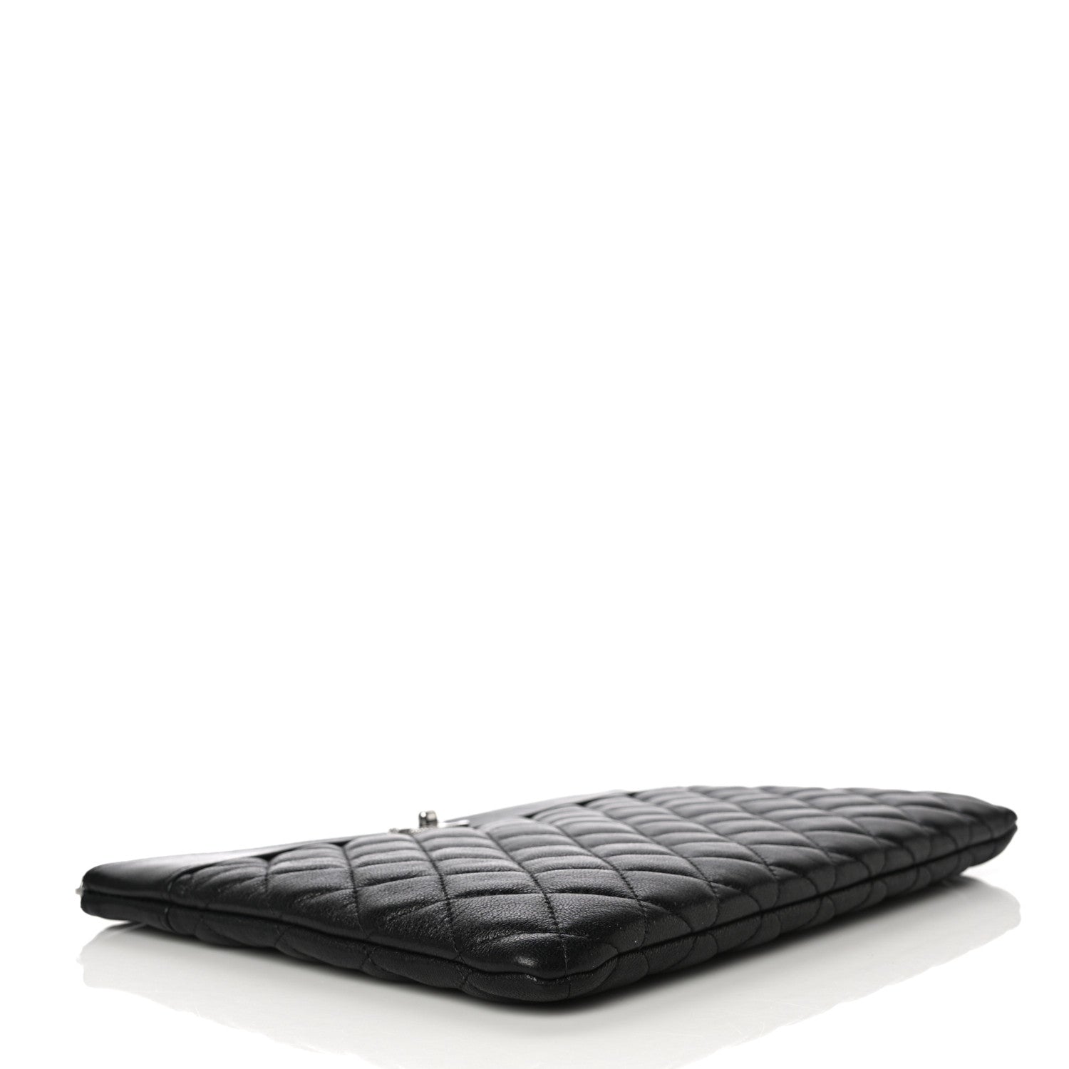 Chanel Sheepskin Quilted Medium Vintage Mademoiselle Cosmetic Case Black 4 of 14