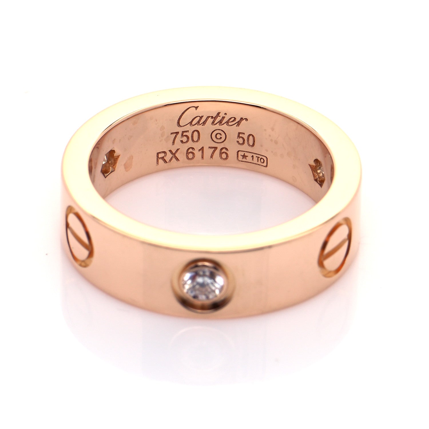 Cartier 18K Pink Gold 3 Diamond 5.5mm LOVE Ring 50 5.25 4 of 5