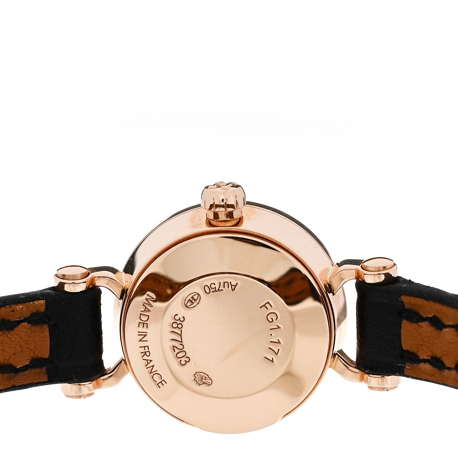 Hermes 18K Yellow Gold Barenia Diamond 16mm Faubourg Quartz Watch Noir 4 of 5