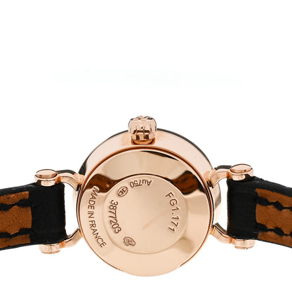 Hermes 18K Yellow Gold Barenia Diamond 16mm Faubourg Quartz Watch Noir 4 of 5