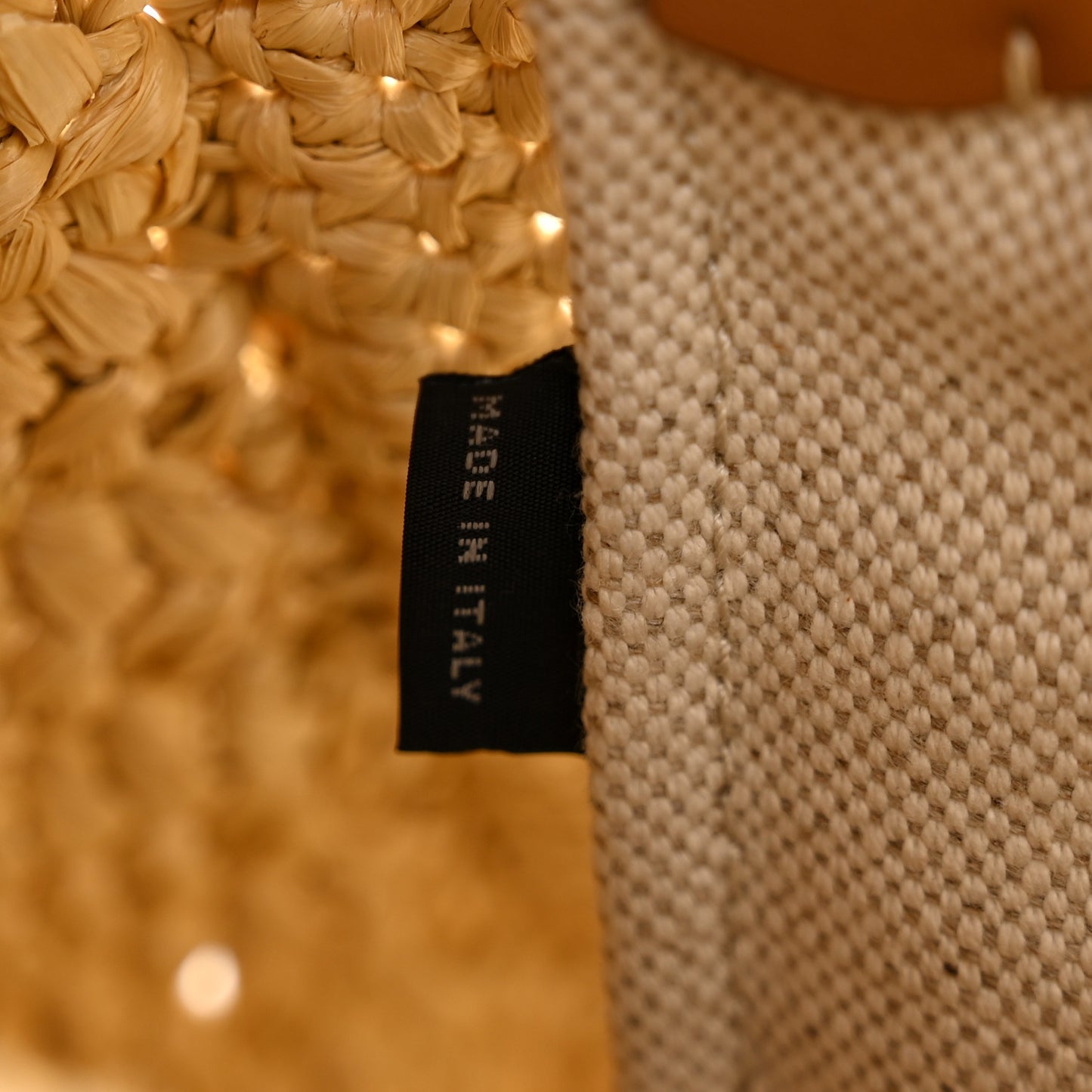 Fabric Crochet Knit Tote Beige