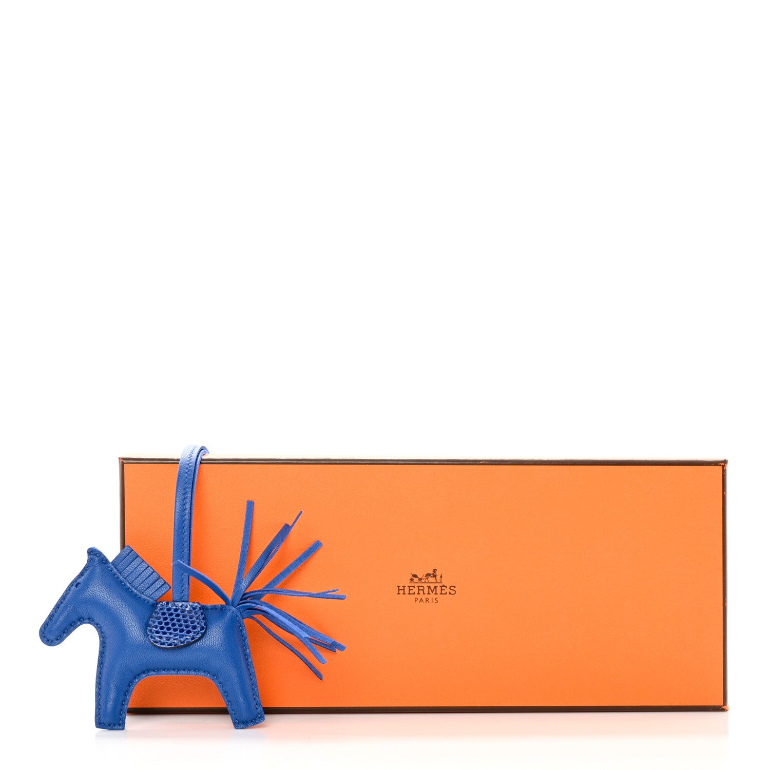 Hermes Milo Lambskin Lizard Touch Grigri Rodeo Horse Bag Charm PM Bleu France Bleu Saphir 4 of 4