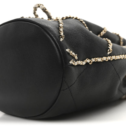 Chanel Lambskin Entwined Chain Bucket Bag Black 10 of 10