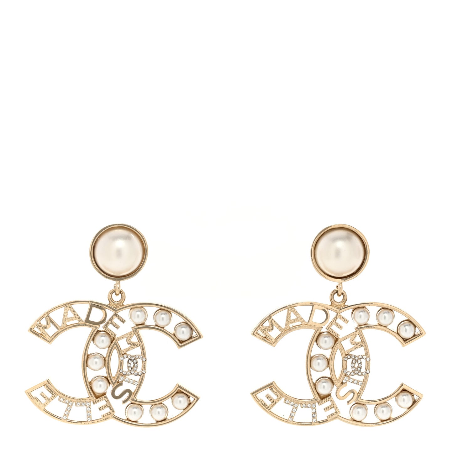 Metal Pearl Mademoiselle Drop Earrings Gold