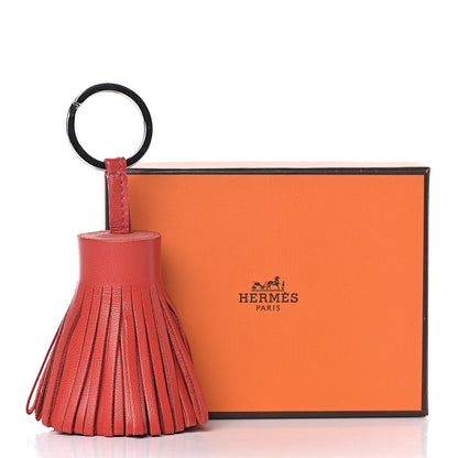Hermes Lambskin Carmen Tassel Key Holder Rouge Indienne 3 of 3