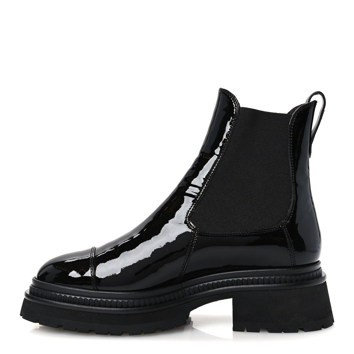 Chanel Patent Calfskin Ankle Boots 38 Black 1 of 10