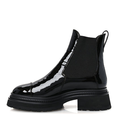 Chanel Patent Calfskin Ankle Boots 38 Black 1 of 10