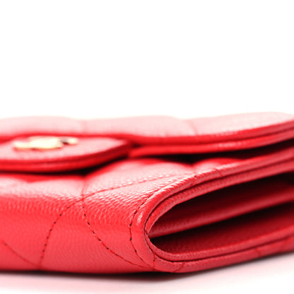 Chanel Caviar Quilted Flap Card Holder On Chain Red 10 of 10