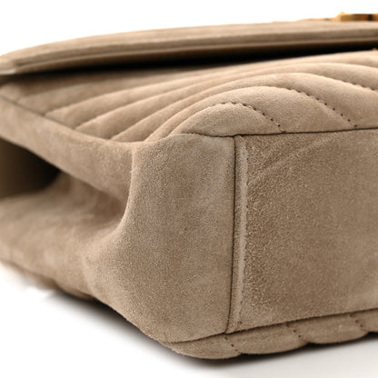 Saint Laurent Suede Matelasse Chevron Monogram Medium College Bag Matte Gold 9 of 10