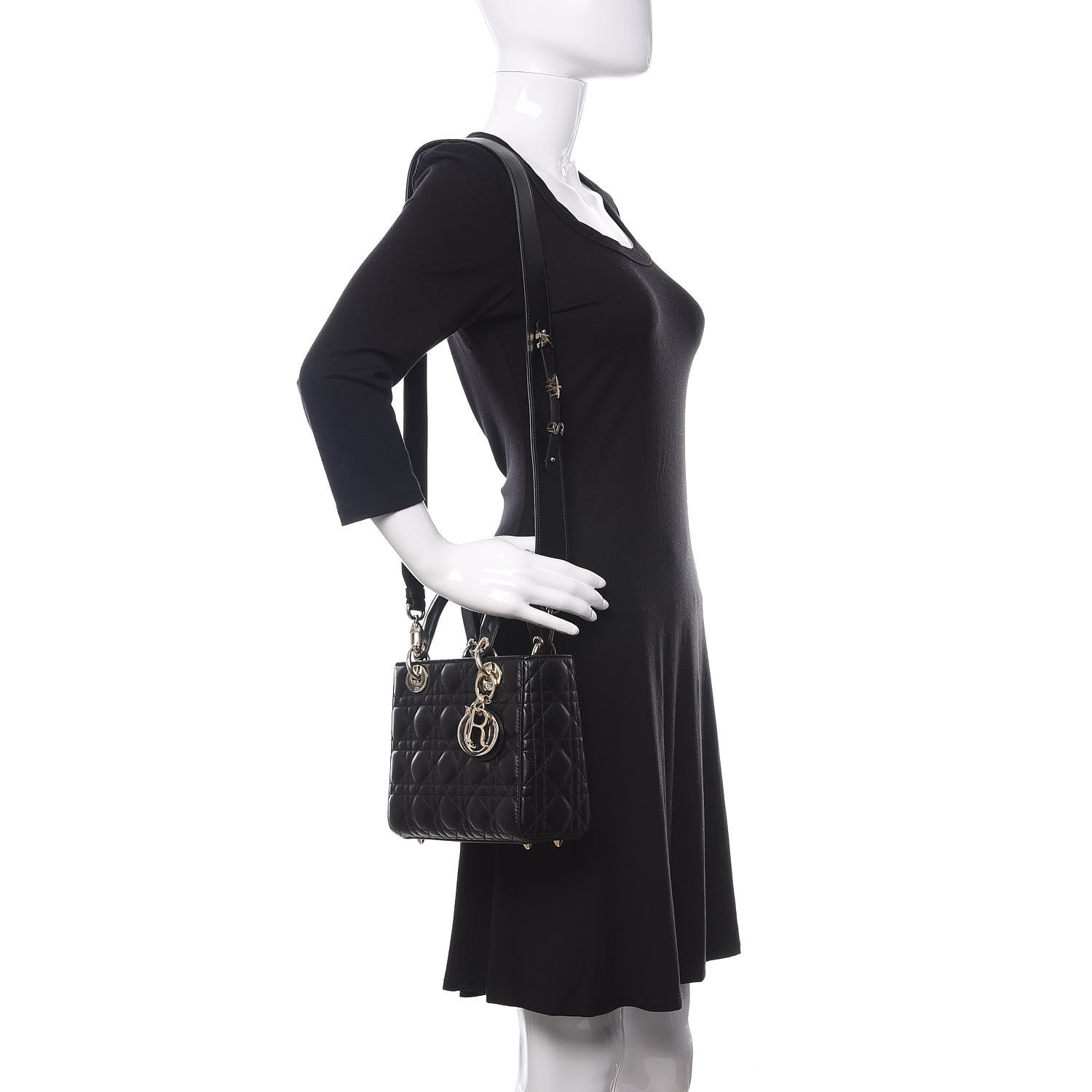 Christian Dior Lambskin Cannage Small My ABCDior Lady Dior Black 2 of 11