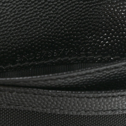 Saint Laurent Grain De Poudre Matelasse Chevron Monogram Zipped Card Case Black 7 of 9