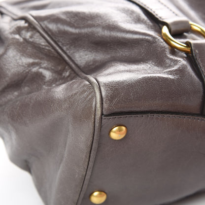 Miu Miu Vitello Shine Double Zip Tote Fumo 15 of 16