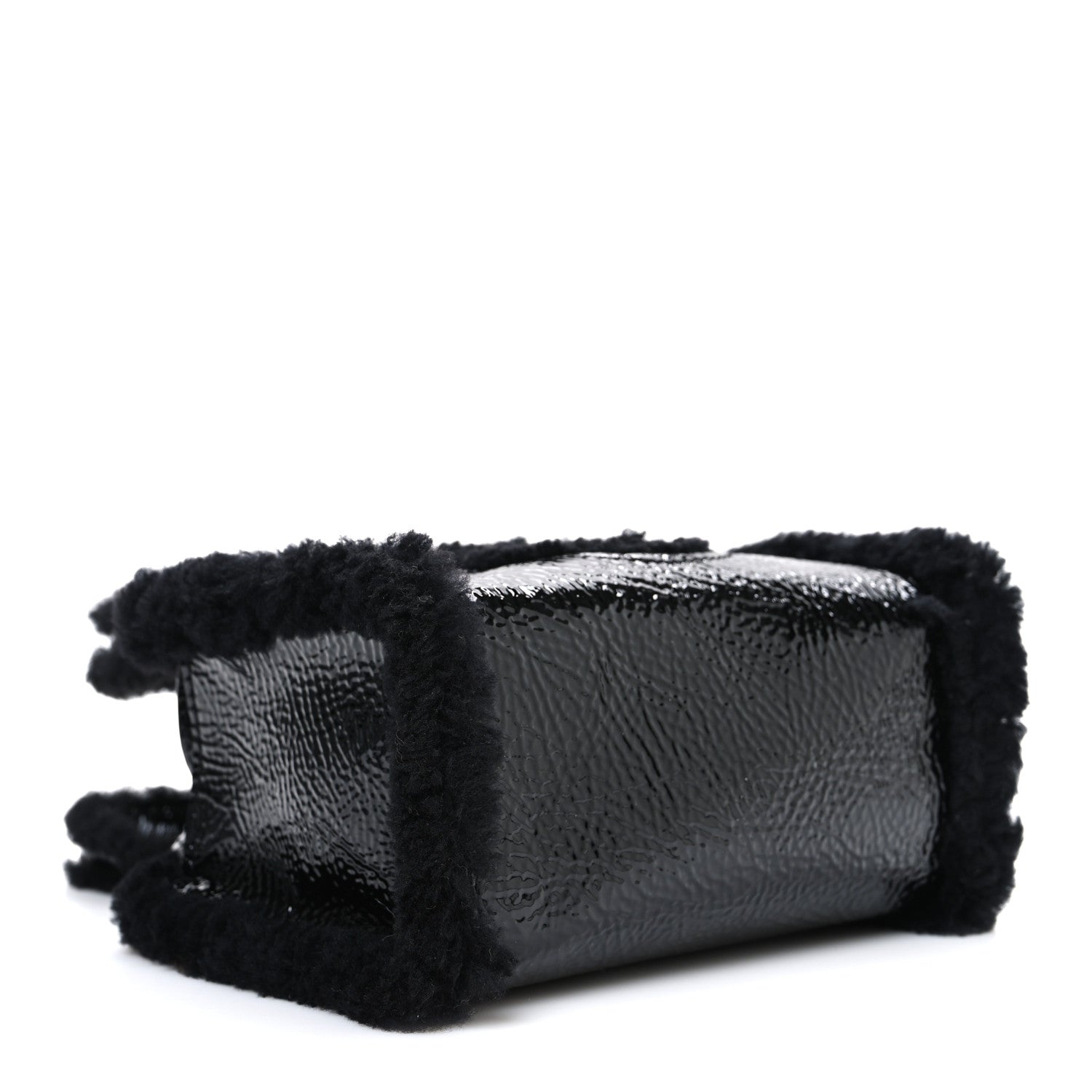 Telfar X UGG Crinkle Patent Shearling Small Shopping Bag Black 4 of 10