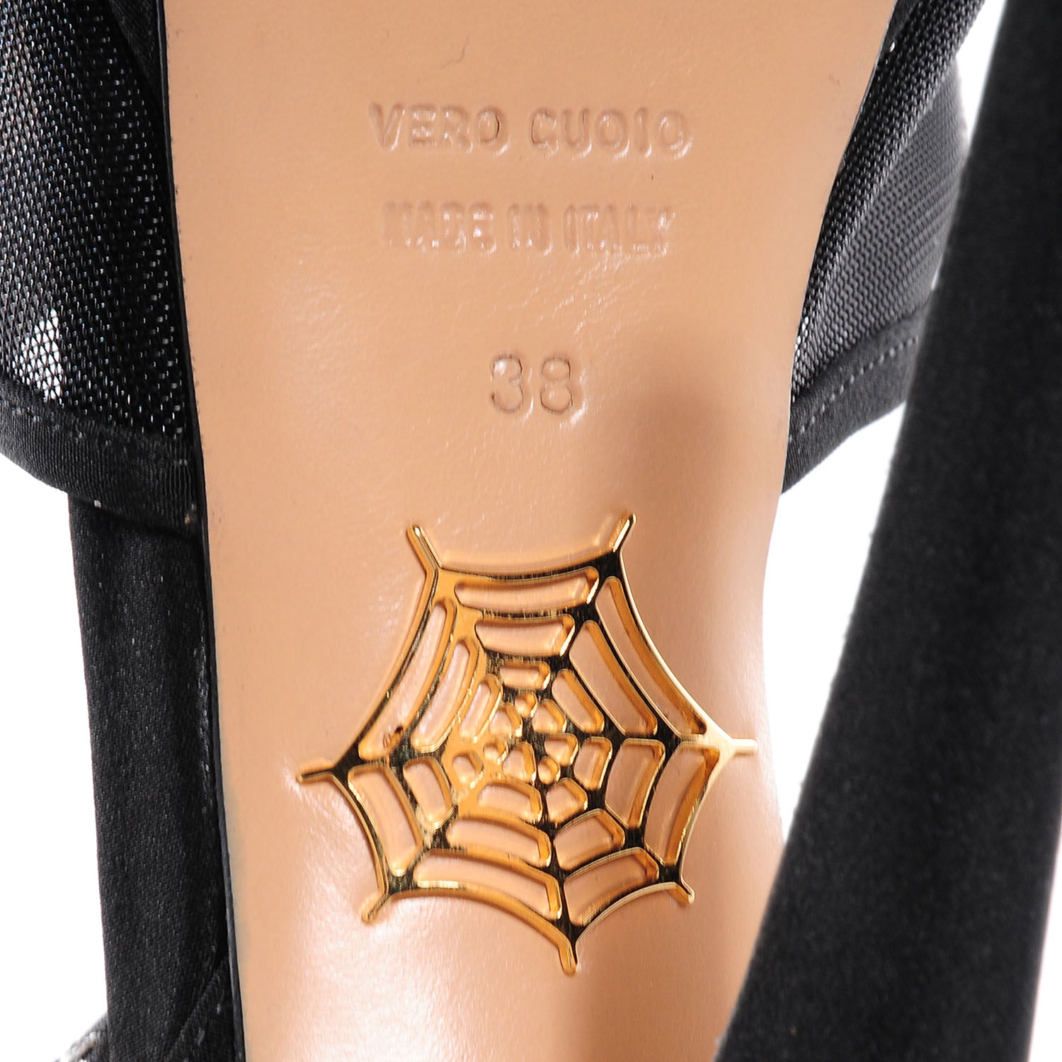 FASHIONPHILE CHARLOTTEOLYMPIACrepeSatinParisAnkleStrapPlatformSandals38Black 6 of 7