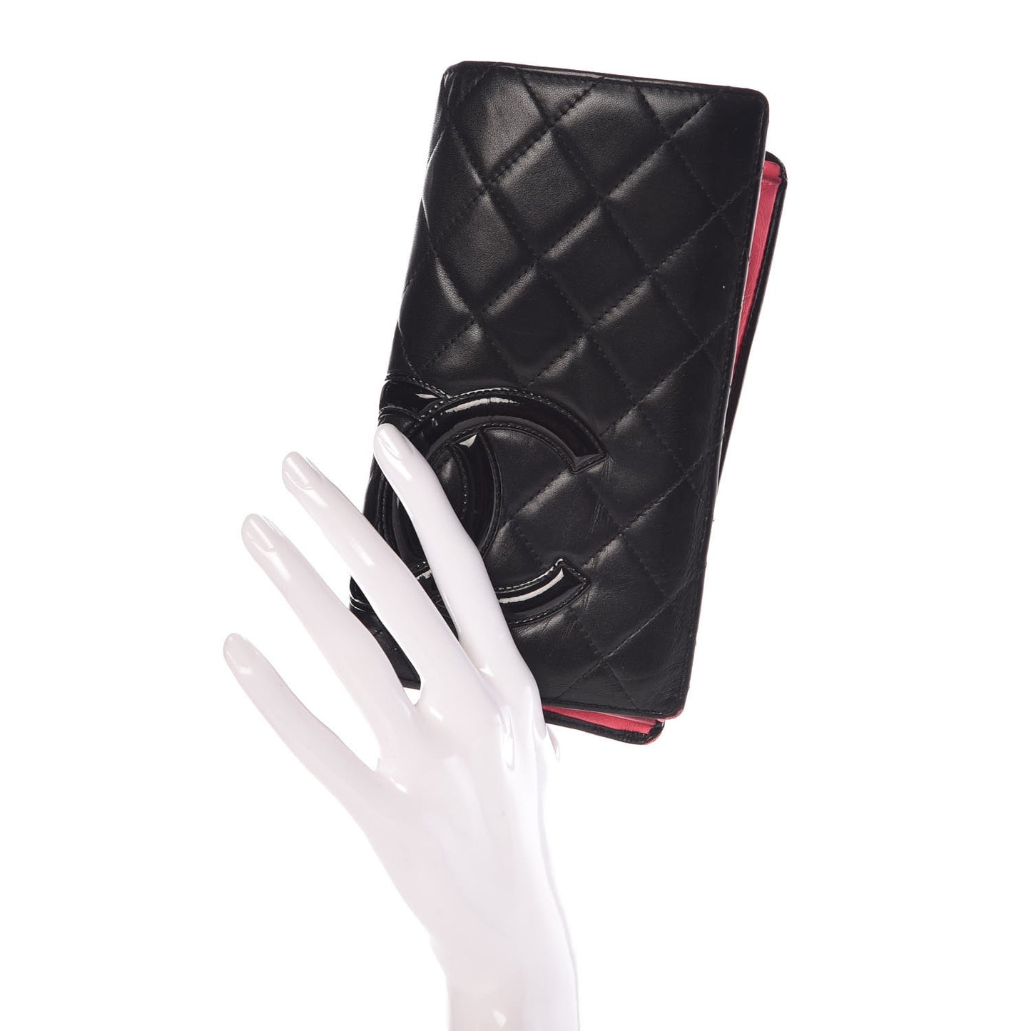 Calfskin Quilted Cambon Yen Wallet Black