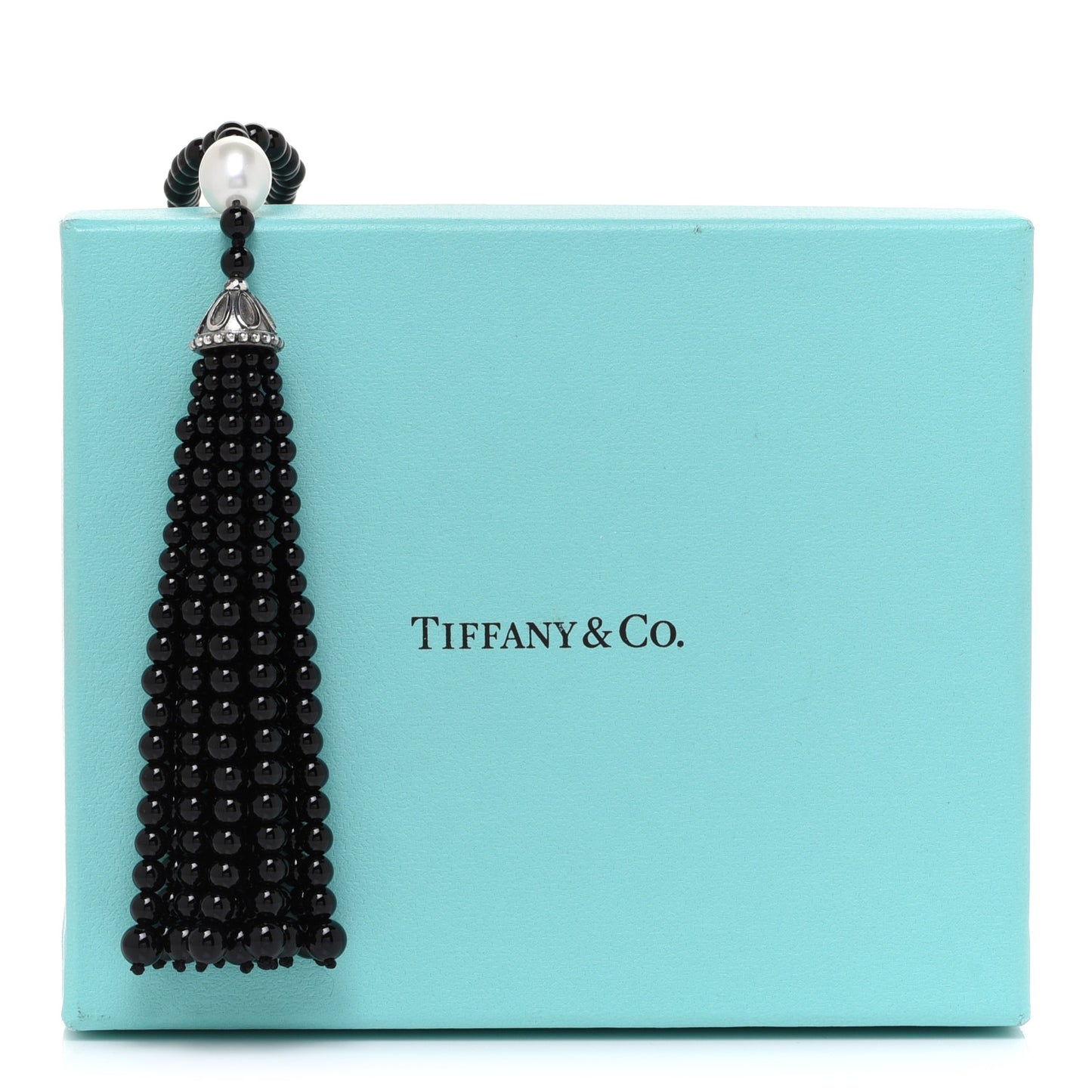 Sterling Silver Black Onyx Freshwater Pearl Ziegfeld Tassel Necklace