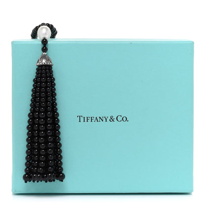 Tiffany Sterling Silver Black Onyx Freshwater Pearl Ziegfeld Tassel Necklace 6 of 6