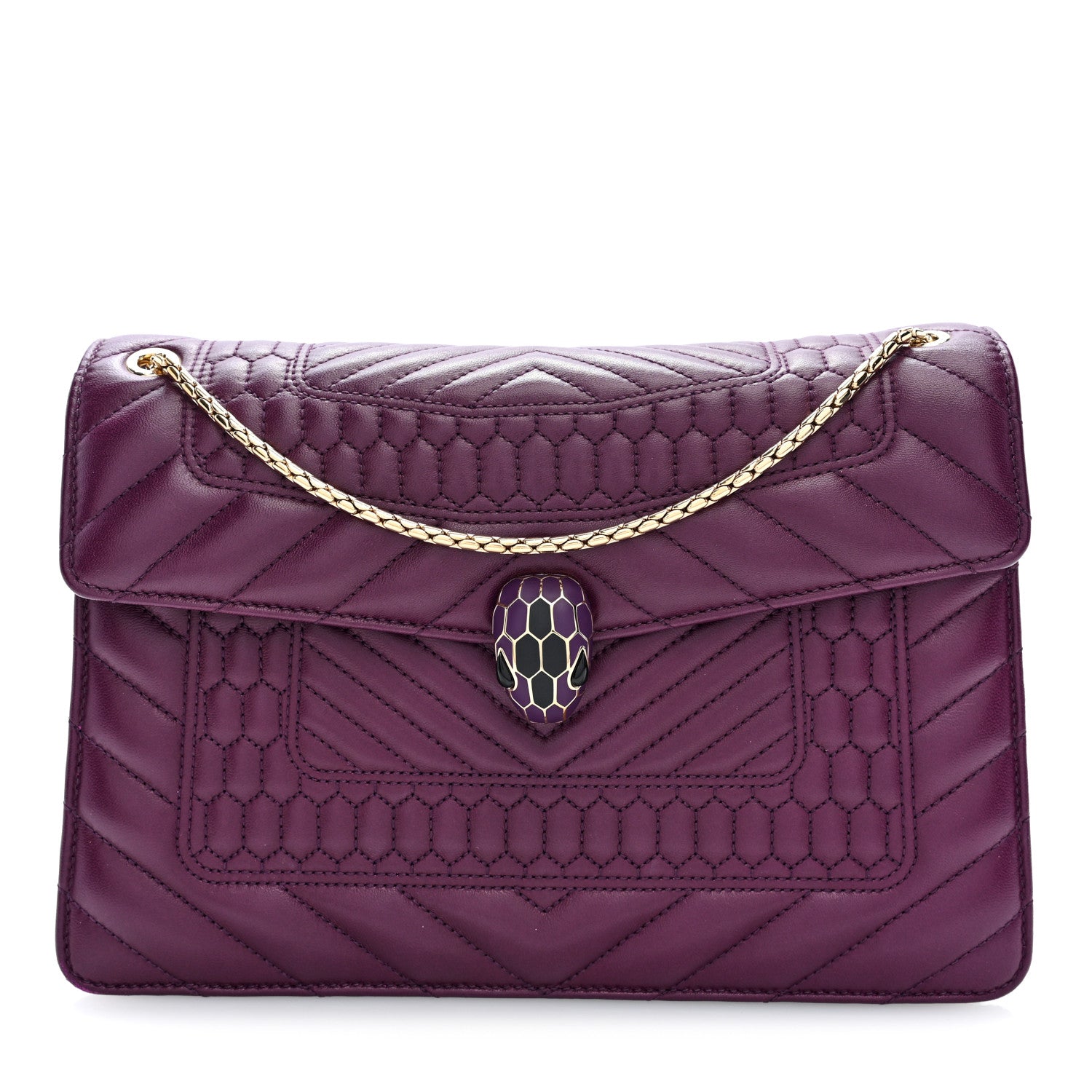 Bulgari Nappa Quilted Serpenti Forever Shoulder Bag Plum 1 of 10