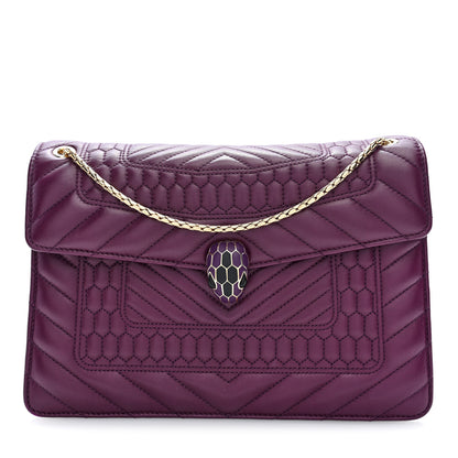 Bulgari Nappa Quilted Serpenti Forever Shoulder Bag Plum 1 of 10