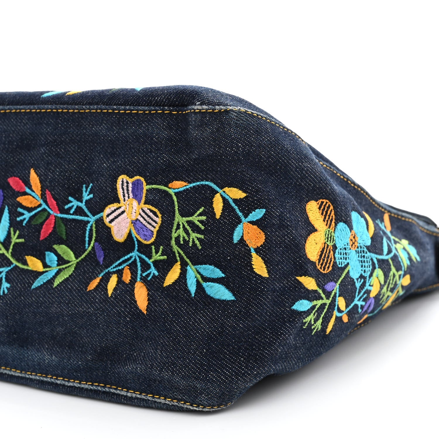 Fendi Denim Flower Embroidered Mama Baguette Blue 7 of 7