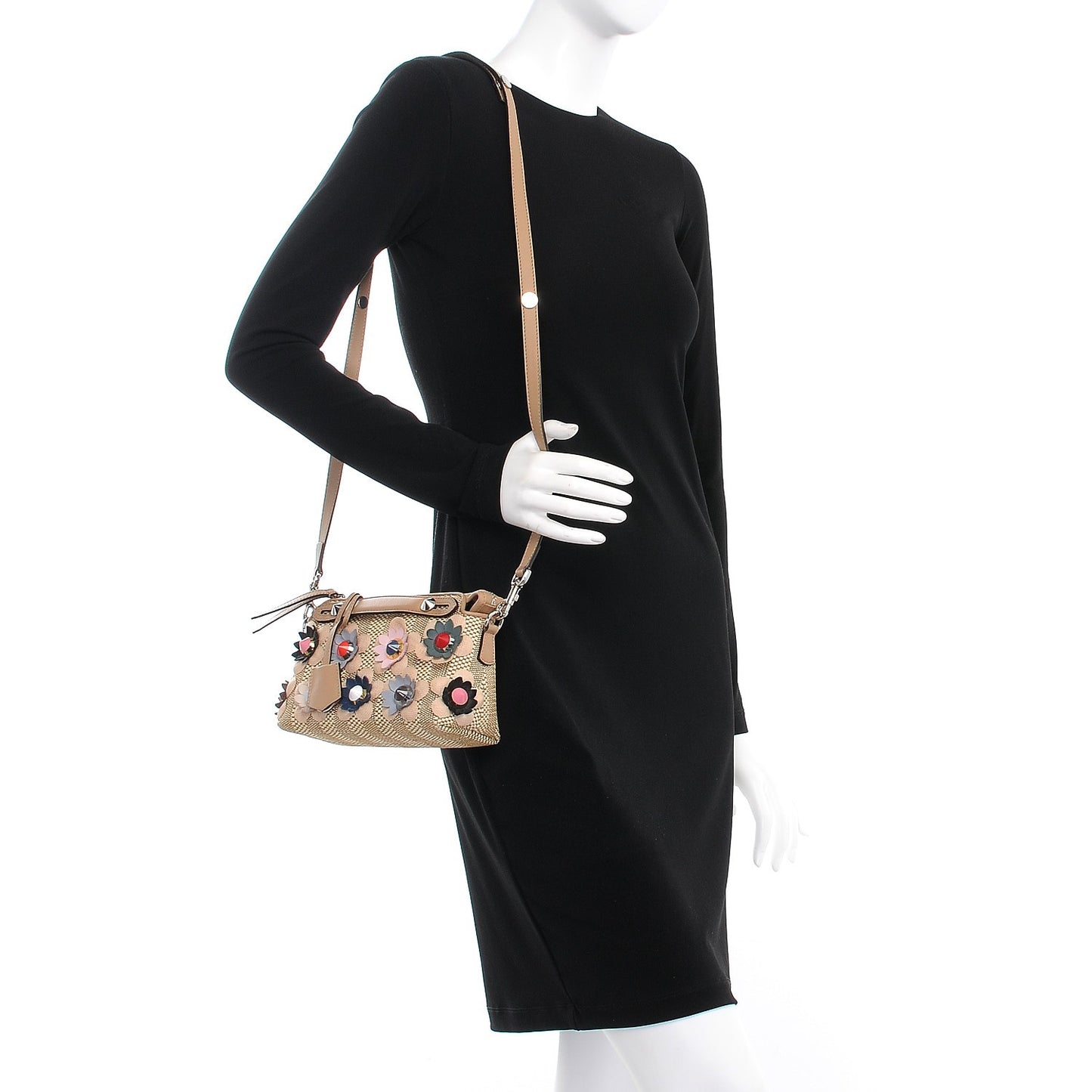 Paglia Vitello Dolce Flowerland Studded Striped Mini By The Way Boston Bag Natural Cuoio Multicolor