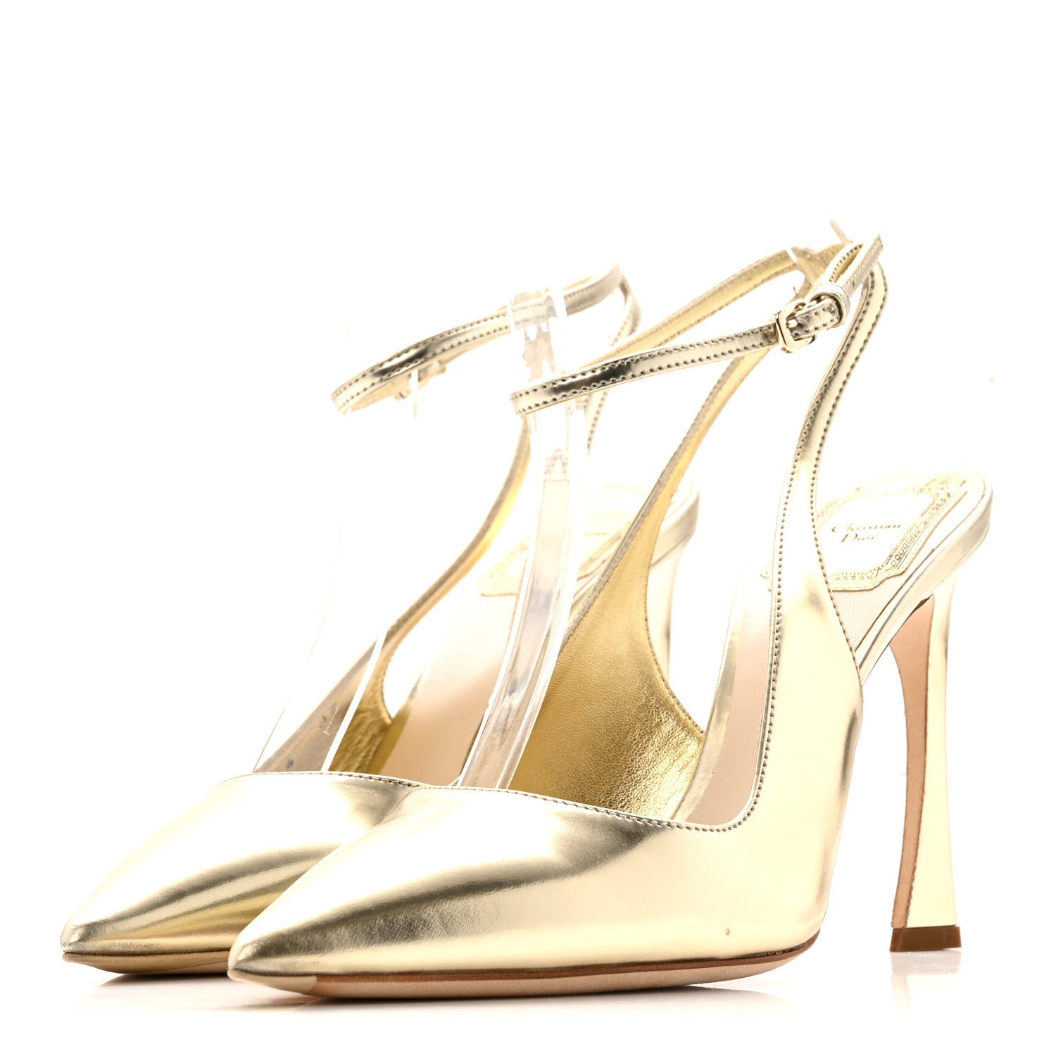Christian Dior Metallic Songe 100mm Pumps 37 Or 4 of 12
