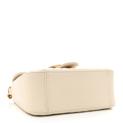 Gucci Calfskin Matelasse Mini GG Marmont Top Handle Shoulder Bag White 4 of 11
