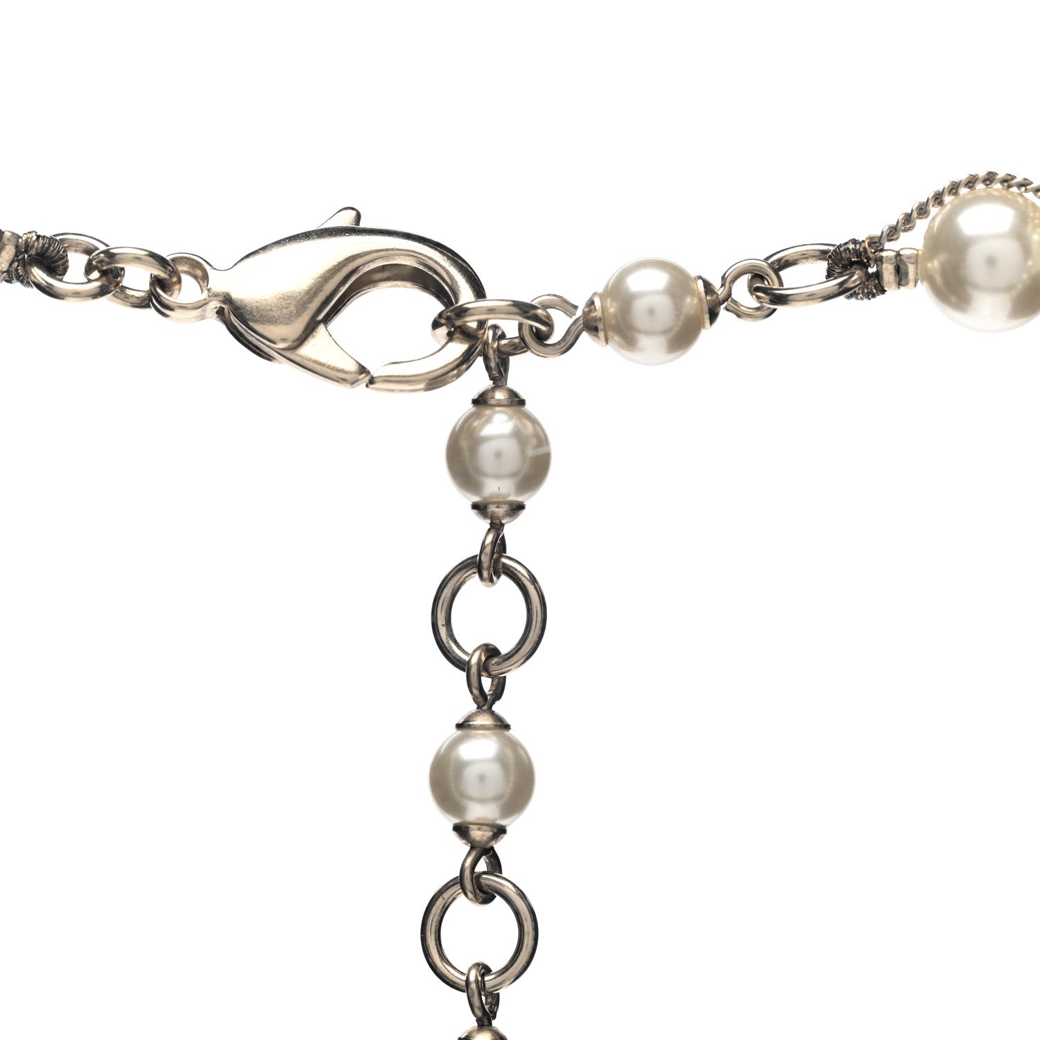 Chanel Metal Pearl Chain CC Long Necklace Gold 4 of 5