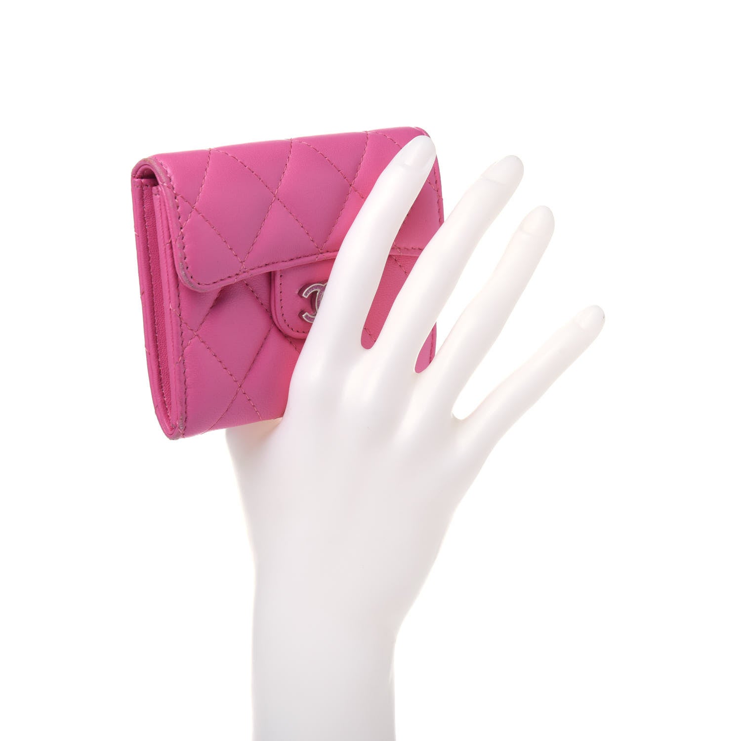 Chanel Lambskin Quilted Flap Card Holder Wallet Pink 2 of 18