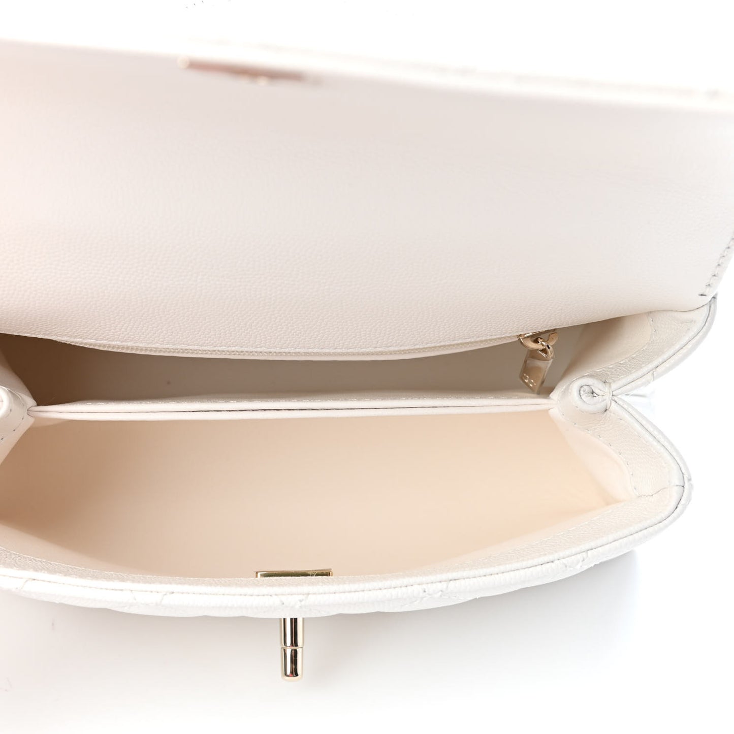Caviar Quilted Mini Coco Handle Flap White