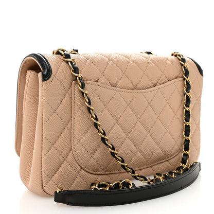 Chanel Caviar Quilted Medium CC Filigree Flap Beige Black 3 of 10