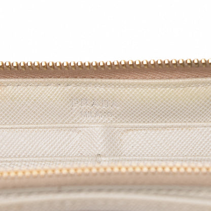Prada Saffiano Metal Zip Around Wallet Talco 6 of 17