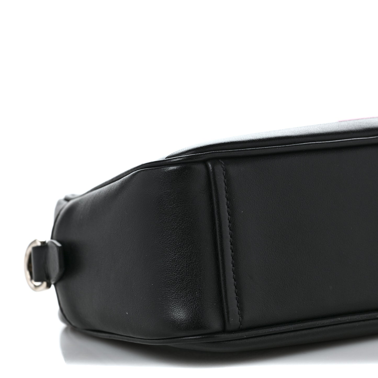 City Calfskin Racing Logo Camera Bag Black Fuxia