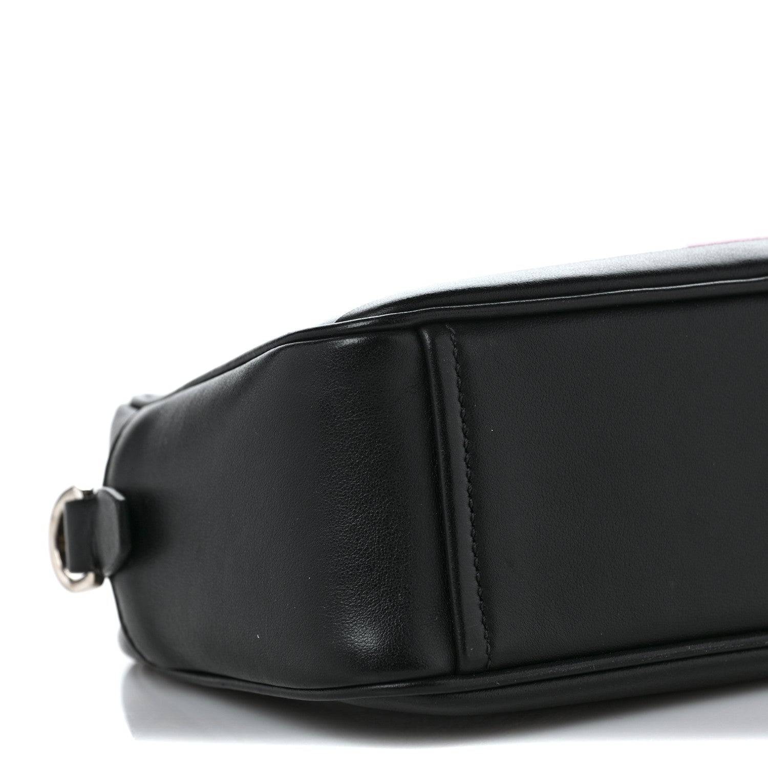 Prada City Calfskin Racing Logo Camera Bag Black Fuxia 7 of 8