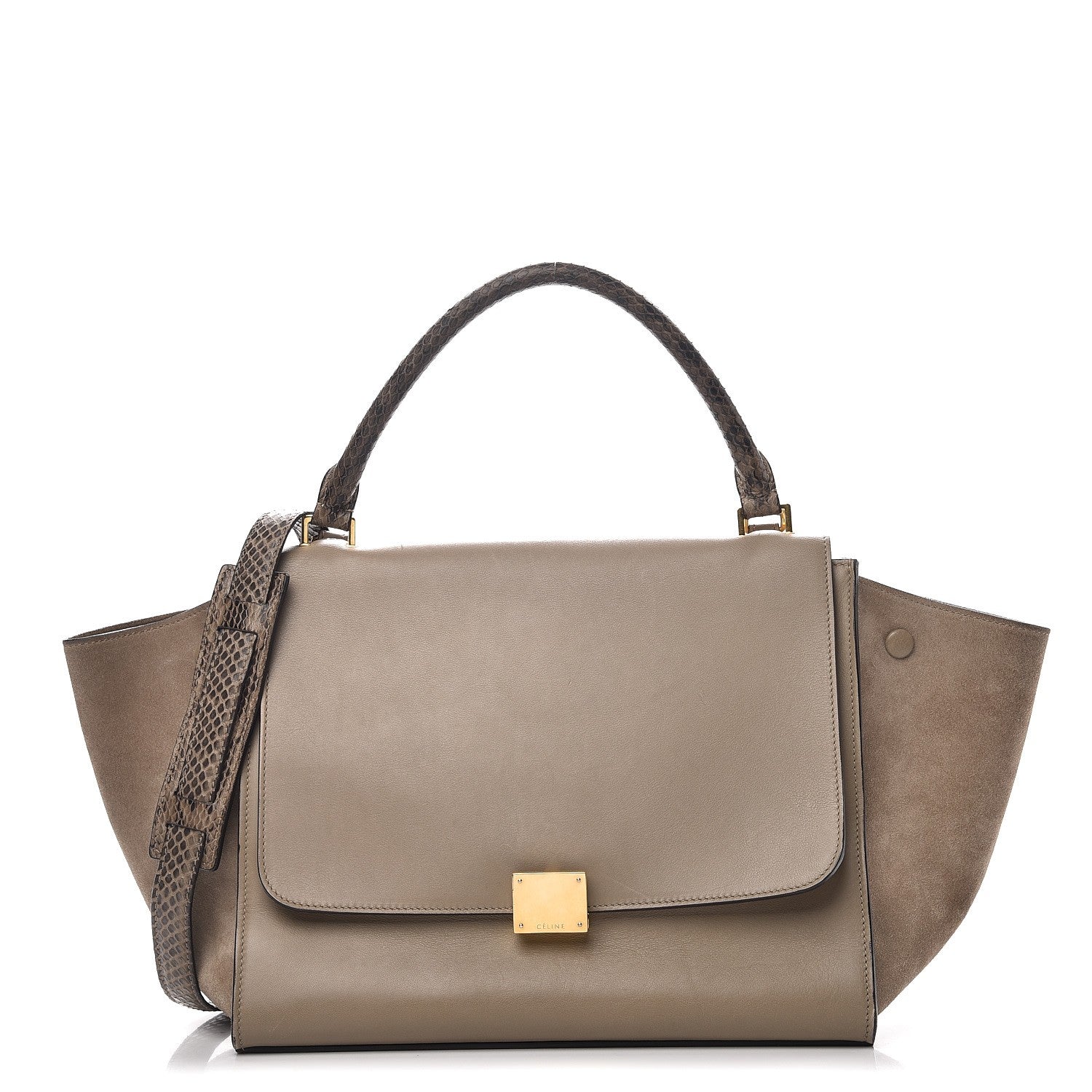 Celine Calfskin Suede Whipsnake Medium Trapeze Taupe 1 of 14