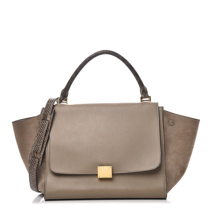 Celine Calfskin Suede Whipsnake Medium Trapeze Taupe 1 of 14