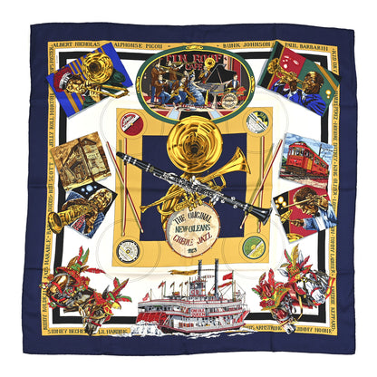 Hermes Silk New Orleans Creole Jazz Scarf 90 1 of 5