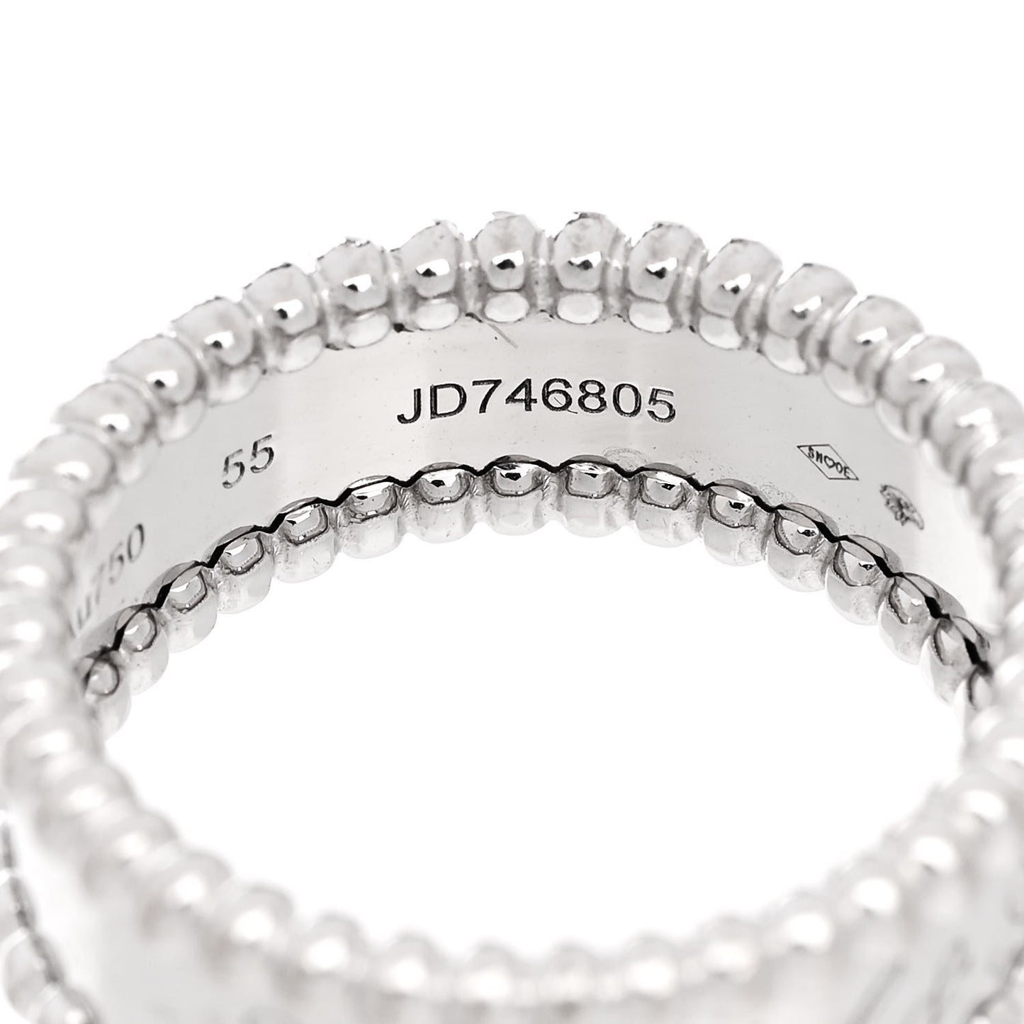 18K White Gold Perlee Signature Ring 55 7.25